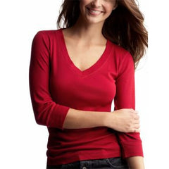 3/4 sleeve V-neck T